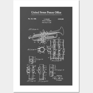 Trumpet Patent White Posters and Art